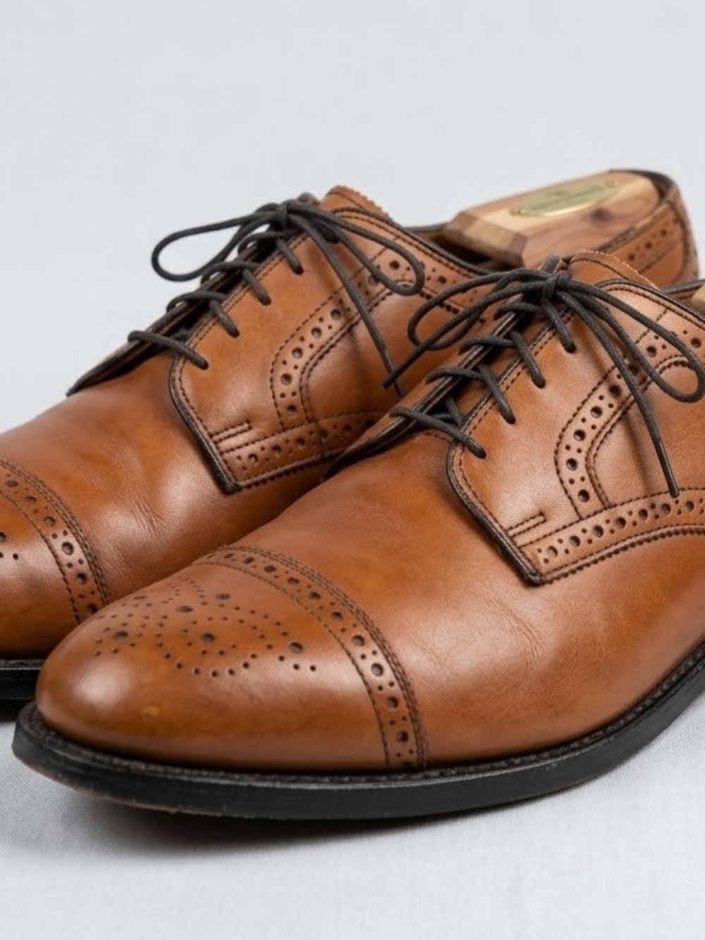 Allen Edmonds Sanford Brown Leather Brogue Dress Shoes Men's Size 10.5 B EUC